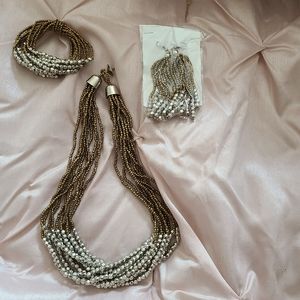 Costume earrings, necklace and bracelet set- New
